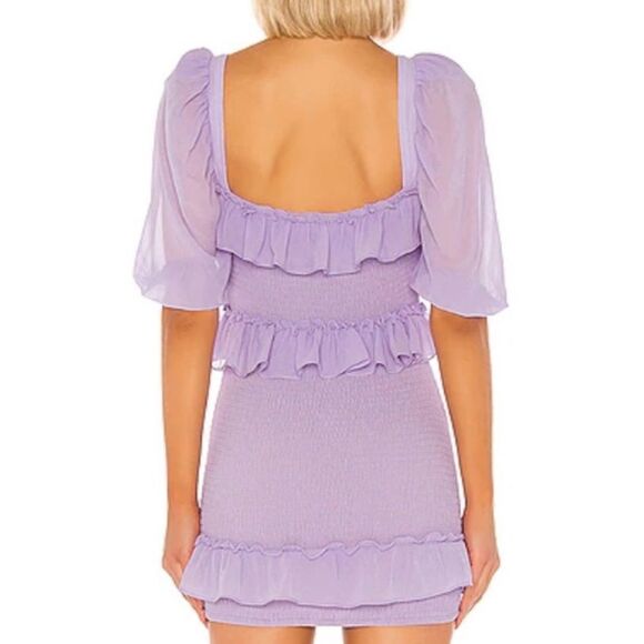 💜 Lover’s + Friends Revolve Lavender Off Shoulder Smocked Bodycon mini dress - Picture 3 of 10